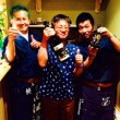 地元高槻市寿酒造・杜氏富田氏とオサムとリョウです！！！
僕らは飾りです！！！